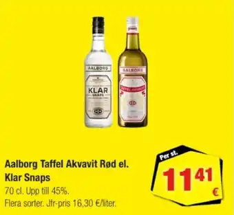 Calle Aalborg taffel akvavit rød el. klar snaps erbjuda