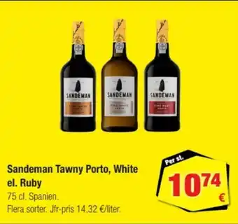 Calle Sandeman tawny porto, white el. ruby erbjuda