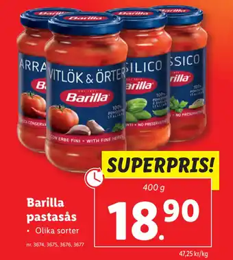 Lidl Barilla pastasås erbjuda