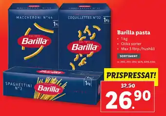 Lidl Barilla pasta erbjuda