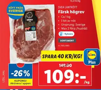 Lidl SVEA LANTKÖTT Färsk högrev erbjuda