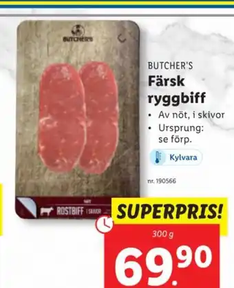 Lidl BUTCHER'S Färsk ryggbiff erbjuda