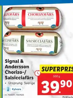 Lidl Signal & Andersson Chorizo-/ Salsicciafärs erbjuda