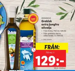 Lidl ERIDANOUS Grekisk extra jungfru olivolja erbjuda