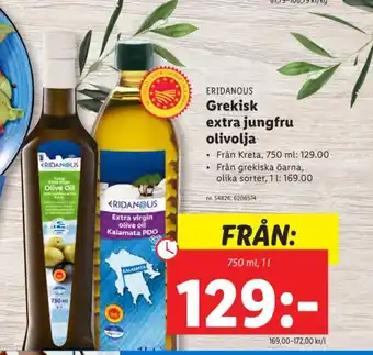 Lidl ERIDANOUS Grekisk extra jungfru olivolja erbjuda