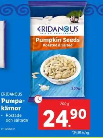 Lidl ERIDANOUS Pumpa- kärnor erbjuda