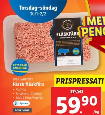 Lidl SVEA LANTKÖTT Färsk fläskfärs erbjuda