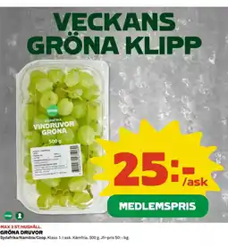 Coop Daglivs Gröna druvor erbjuda