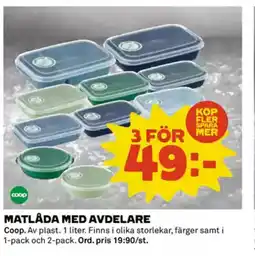 Coop Daglivs Matlåda med avdelare erbjuda