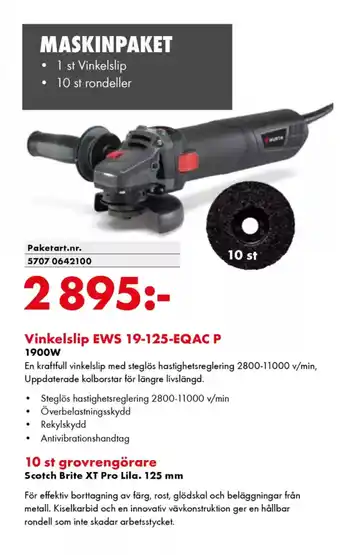 Würth Vinkelslip ews 19-125-eqac p erbjuda