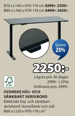 JYSK SVANEKE HÖJ- OCH SÄNKBART SKRIVBORD erbjuda