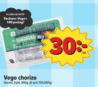 Östenssons Vego chorizo erbjuda