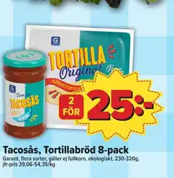 Östenssons Tacosås, Tortillabröd 8-pack erbjuda