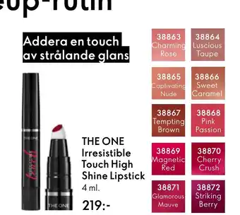 Oriflame THE ONE Irresistible Touch High Shine Lipstick erbjuda