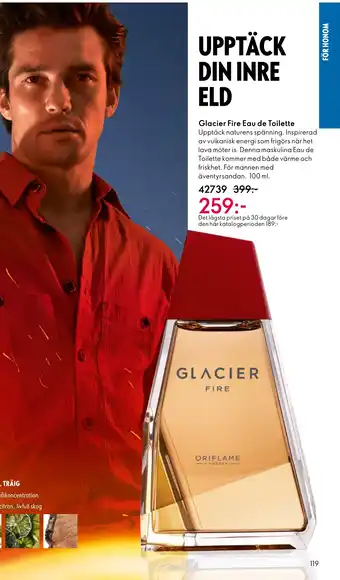 Oriflame Glacier Fire Eau de Toilette  värme och friskhet. För mannen med äventyrsandan. 100 ml. erbjuda