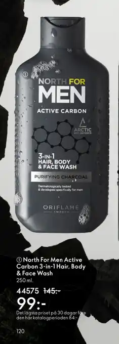 Oriflame North For Men Active Carbon 3-in-1 Hair, Body & Face Wash erbjuda