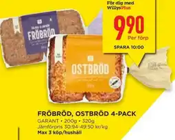 Willys GARANT Fröbröd, ostbröd 4-pack erbjuda