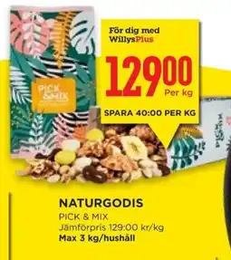 Willys PICK & MIX Naturgodis erbjuda