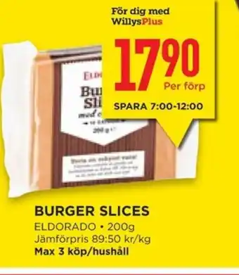 Willys ELDORADO Burger slices erbjuda