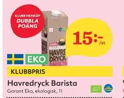 Hemköp GARANT Eko Havredryck Barista erbjuda