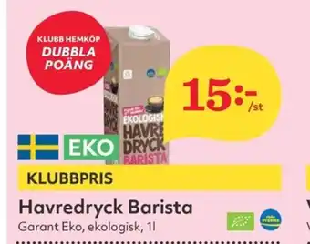 Hemköp GARANT Eko Havredryck Barista erbjuda