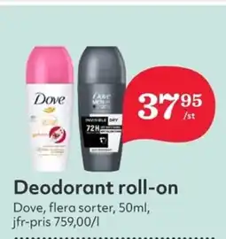 Hemköp DOVE Deodorant roll-on erbjuda