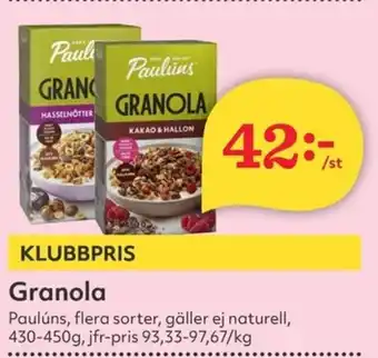 Hemköp Paulúns Granola erbjuda