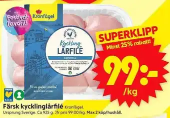 ICA Supermarket Färsk kycklinglårfilé Kronfågel erbjuda