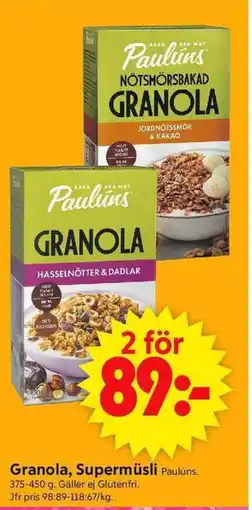 ICA Supermarket Granola, Supermüsli Paulúns erbjuda