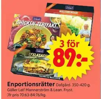 ICA Supermarket Enportionsrätter Dafgård erbjuda