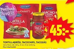 ICA Kvantum SANTA MARIA Tortillabröd, tacochips, tacosås erbjuda