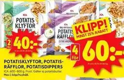 ICA Kvantum ICA Potatisklyftor, potatis- räfflor, potatisdippers erbjuda