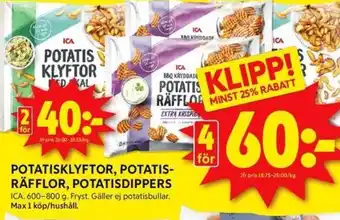 ICA Kvantum ICA Potatisklyftor, potatis- räfflor, potatisdippers erbjuda