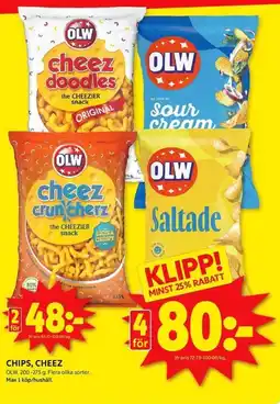 ICA Kvantum OLW Chips, cheez erbjuda