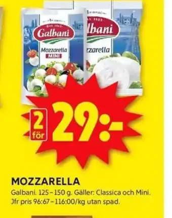 ICA Kvantum GALBANI Mozzarella erbjuda