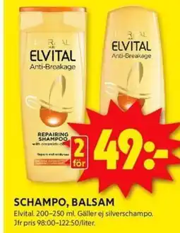 ICA Kvantum ELVITAL Schampo, balsam erbjuda