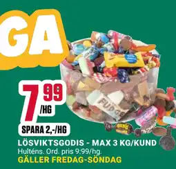 ÖoB LÖSVIKTSGODIS - MAX 3 KG/KUND erbjuda