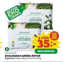 Coop Daglivs EKOLOGISKA GRÖNA ÄRTOR erbjuda