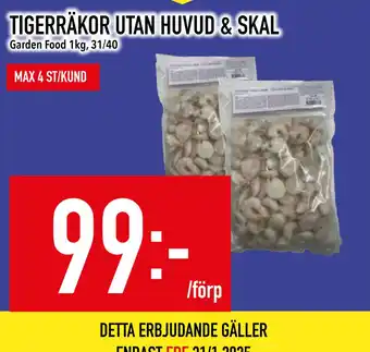 Matdax TIGERRÄKOR UTAN HUVUD & SKAL erbjuda