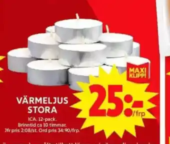 ICA Maxi Värmeljus stora erbjuda