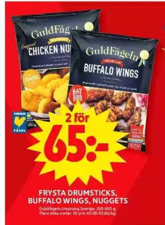 ICA Maxi Frysta drumsticks, buffalo wings, nuggets erbjuda