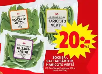 ICA Maxi Socker-, salladsärtor, haricots verts erbjuda