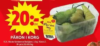 ICA Maxi Päron i korg erbjuda