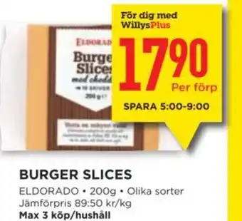 Willys Burger slices erbjuda