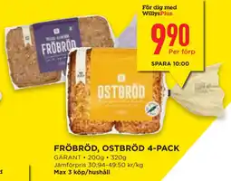 Willys Hemma FRÖBRÖD, OSTBRÖD 4-PACK erbjuda