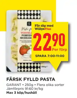 Willys FÄRSK FYLLD PASTA erbjuda