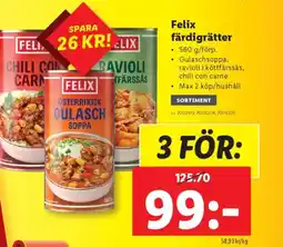 Lidl FELIX färdigrätter erbjuda