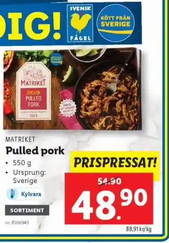 Lidl MATRIKET Pulled pork erbjuda