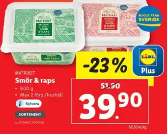 Lidl MATRIKET Smör & raps erbjuda