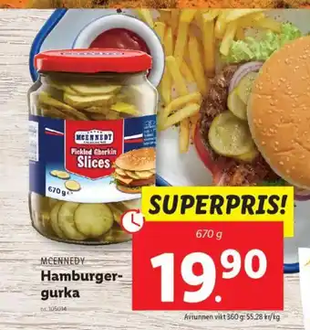 Lidl MCENNEDY Hamburger- gurka erbjuda